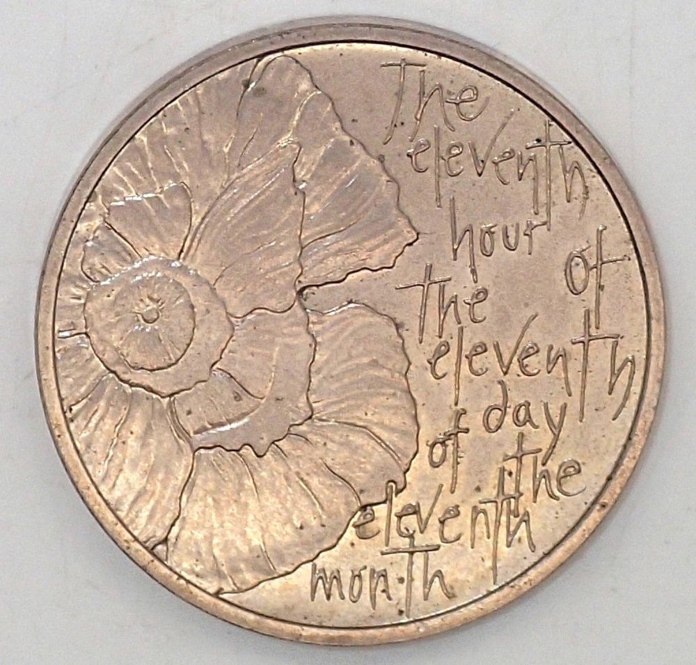 Coin to commemorate the end of WWI (eleventh hour - eleventh day - eleventh month). P&P group 1 (£16