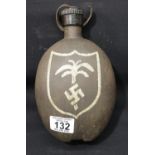 WWII style DAK (Africa Corps) husk canteen with hand painted DAK logo to front. P&P Group 1 (£14+VAT