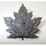 WWI type CEF cap badge Infantry Battalion York Rangers. P&P Group 1 (£14+VAT for the first lot