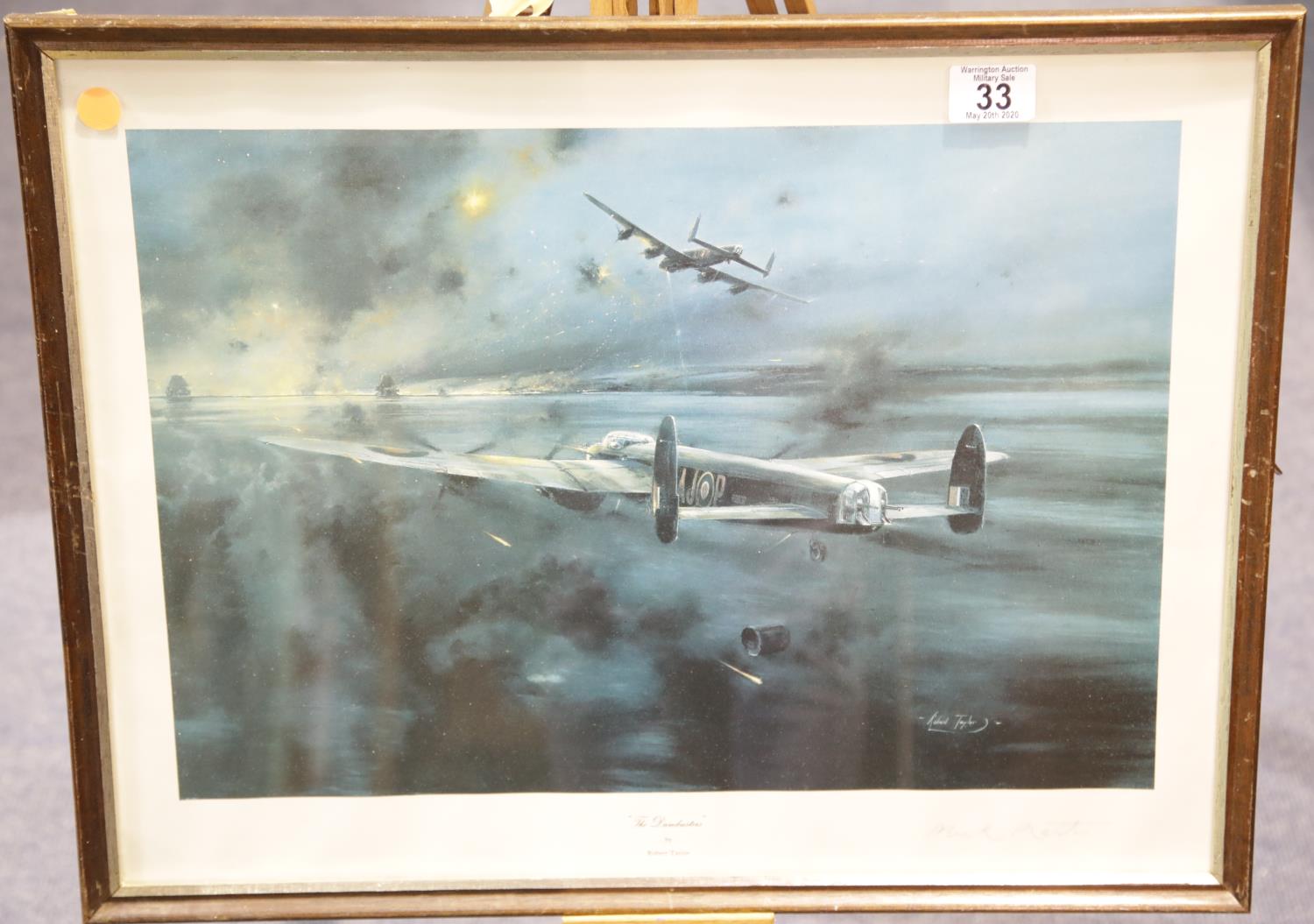 Framed Dambusters print by Robert Taylor, signed by Sir Harold Brownlow Morgan "Micky" Martin,