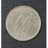 WWII style German Waffen SS 50 pfennig canteen token D: 25 mm. P&P Group 1 (£14+VAT for the first