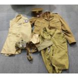 Selection of American military uniform items with badges and medal bar. P&P Group 3 (£25+VAT for the