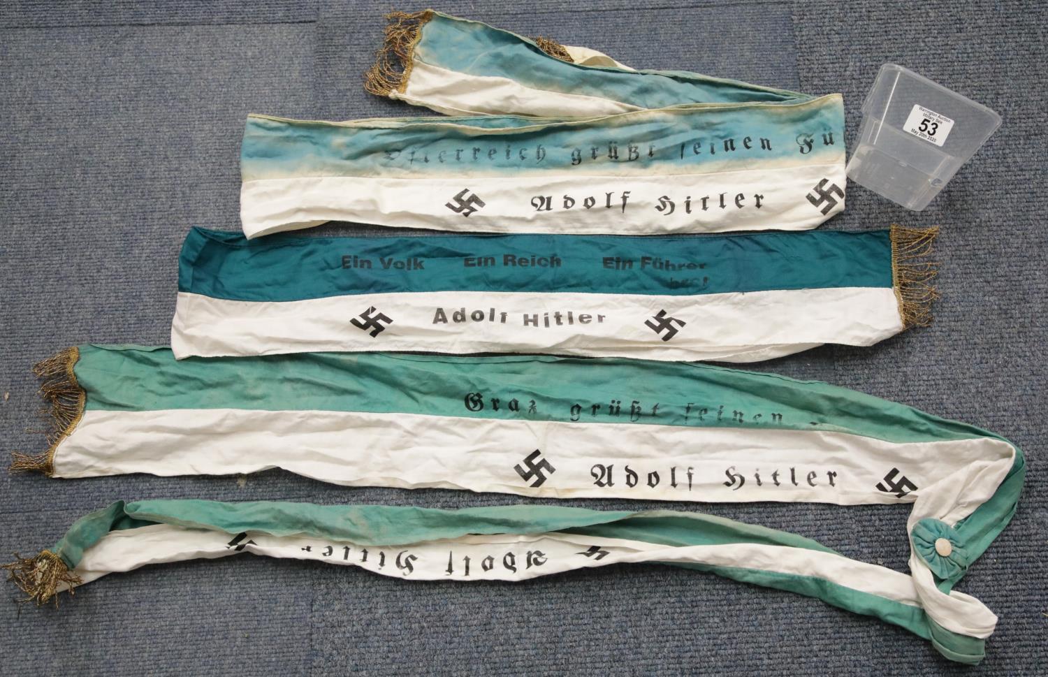 Three WWII German type slogan banners for rally decoration longest L: 120 cm. P&P Group 1 (£14+VAT