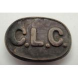 British WWI Chinese Labour Corps cap badge, L: 38 mm. P&P Group 1 (£14+VAT for the first lot and £