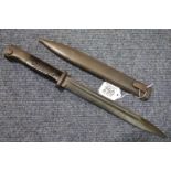 German WWII style Mauser bayonet, marked AGV and 745e, scabbard marked 2932C and 41CTS. L: 39 cm,