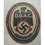 WWII type German DDAC (Automobile Club) car grille badge. P&P Group 1 (£14+VAT for the first lot and