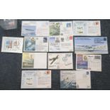 Eleven aviation and military stamped commemorative envelopes, four signed. P&P Group 1 (£14+VAT