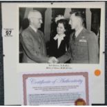 Signed Jeff Deblanc photograph, a Cajun American WWII Marine Corps fighter ace and Medal of Honour