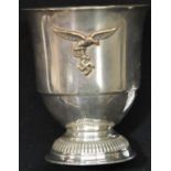 WWII type German Luftwaffe Officers Mess white metal schnapps goblet. P&P Group 1 (£14+VAT for the