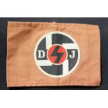WWII style Deutsche Jungvolk (10-14 year olds) leaders armband. P&P Group 1 (£14+VAT for the first