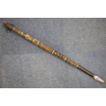 Naive carved German WWII carved walking stick, L: 92 cm. P&P Group 3 (£25+VAT for the first lot