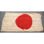 WWII German Japanese style Rising Sun flag stamped with Olympic rings and stamped with 1936 date.