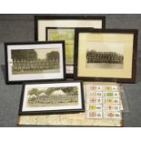 Group photographs of WWII Officers; together with map, cigarette cards and DLI Certificate. P&P