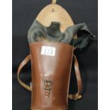 A WWII monogrammed leather cased gas mask by Avon. P&P Group 1 (£14+VAT for the first lot and £1+VAT