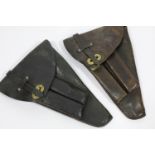 Two Continental WWI/WWII era leather holsters for military 9mm Calibre Semi Auto pistols and