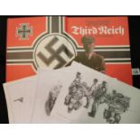 The Illustrated History of the Third Reich by John Bradley, and a folder of German military