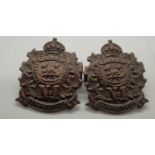 WWI Canadian style CEF No. 1 Construction Company collar badges, this regiment being responsible for