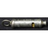 Metropolitan whistle marked with broad arrow and dated 1915. P&P Group 1 (£14+VAT for the first