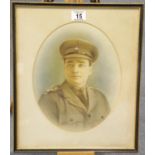 Military framed WWI photograph of a captain in the King's Royal Rifle Corps, 30 x 24 cm. P&P Group 2