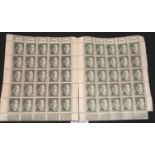 Two sheets of 1 Reichsmark WWII German stamps. P&P Group 1 (£14+VAT for the first lot and £1+VAT for