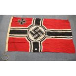 WWII German style cotton flag, stamped Oberkitziu Sohne Berlin, 90 x 150 cm. P&P Group 1 (£14+VAT