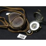 WWI British style Verner's Mk VIII officer's marching compass dated 1917, in its original leather