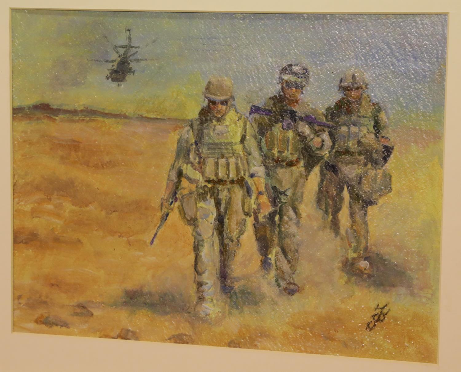 Original acrylic painting by Jeanette Foulger entitled Band of Brothers, American Troops in