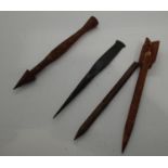 Four mixed WWI aerial flechette darts. P&P Group 2 (£18+VAT for the first lot and £2+VAT for