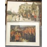 Framed print of The Guards at Buckingham Palace by PH Baratti 52 x 76 cm and a further framed