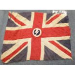 WWII type British Union of Fascists flag in poor condition, 70 x 50 cm. P&P Group 1 (£14+VAT for the