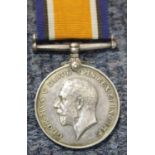 British War medal to 1889 Pte. J W Hillyer 2-London Regt, served Gallipoli then France. Home June