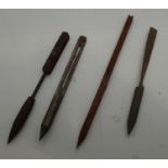 Four mixed WWI aerial flechette darts. P&P Group 2 (£18+VAT for the first lot and £2+VAT for