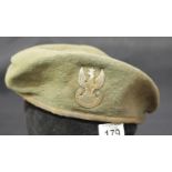 WWII Polish style military beret. P&P Group 1 (£14+VAT for the first lot and £1+VAT for subsequent