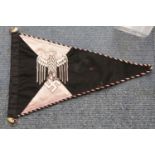 German WWII style pennant, L: 36 cm. P&P Group 1 (£14+VAT for the first lot and £1+VAT for