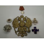 Imperial Russian style military badges and medals. P&P Group 1 (£14+VAT for the first lot and £1+VAT