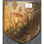 German WWII style cast iron plaque, H: 24 cm. P&P Group 1 (£14+VAT for the first lot and £1+VAT