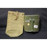 Aluminium canteen stamped FWBN63 and a military bag marked Cap Sponge No. 6. P&P Group 1 (£14+VAT