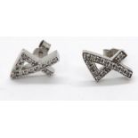New old stock 9ct white gold and diamond stud earrings, 2.5g, as new. P&P Group 1 (£14+VAT for the