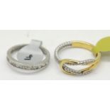 Gold plated silver fancy ring size R and a silver CZ half eternity ring size N. P&P Group 1 (£14+VAT