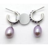 Silver fancy stone set drop earrings. P&P Group 1 (£14+VAT for the first lot and £1+VAT for