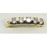 9ct gold 0.33cts channel set five stone diamond ring, size L, 2.5g. P&P Group 1 (£14+VAT for the