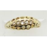 Antique 18ct gold five stone diamond ring, size J, 1.9g. P&P Group 1 (£14+VAT for the first lot