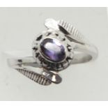 American 14ct white gold North Park University ring, size N, 5.0g. P&P Group 1 (£14+VAT for the