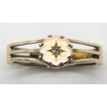 Victorian gold scarf ring, diamond set and presumed 15ct gold. P&P Group 1 (£14+VAT for the first