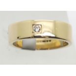 9ct gold gents diamond set wedding band, size R, 6.5g. P&P Group 1 (£14+VAT for the first lot and £