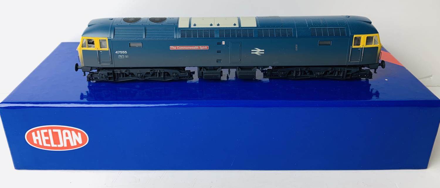 Heljan OO Gauge Class 47 555 BR Blue Livery 'The Commonwealth Spirit' - Boxed with Instructions. P&P