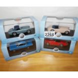 Oxford 1.43 x 4 Automobile Vaxhall, Jaguar XK150, Austin Healey Blue Austin Healey Fawn. P&P Group 2