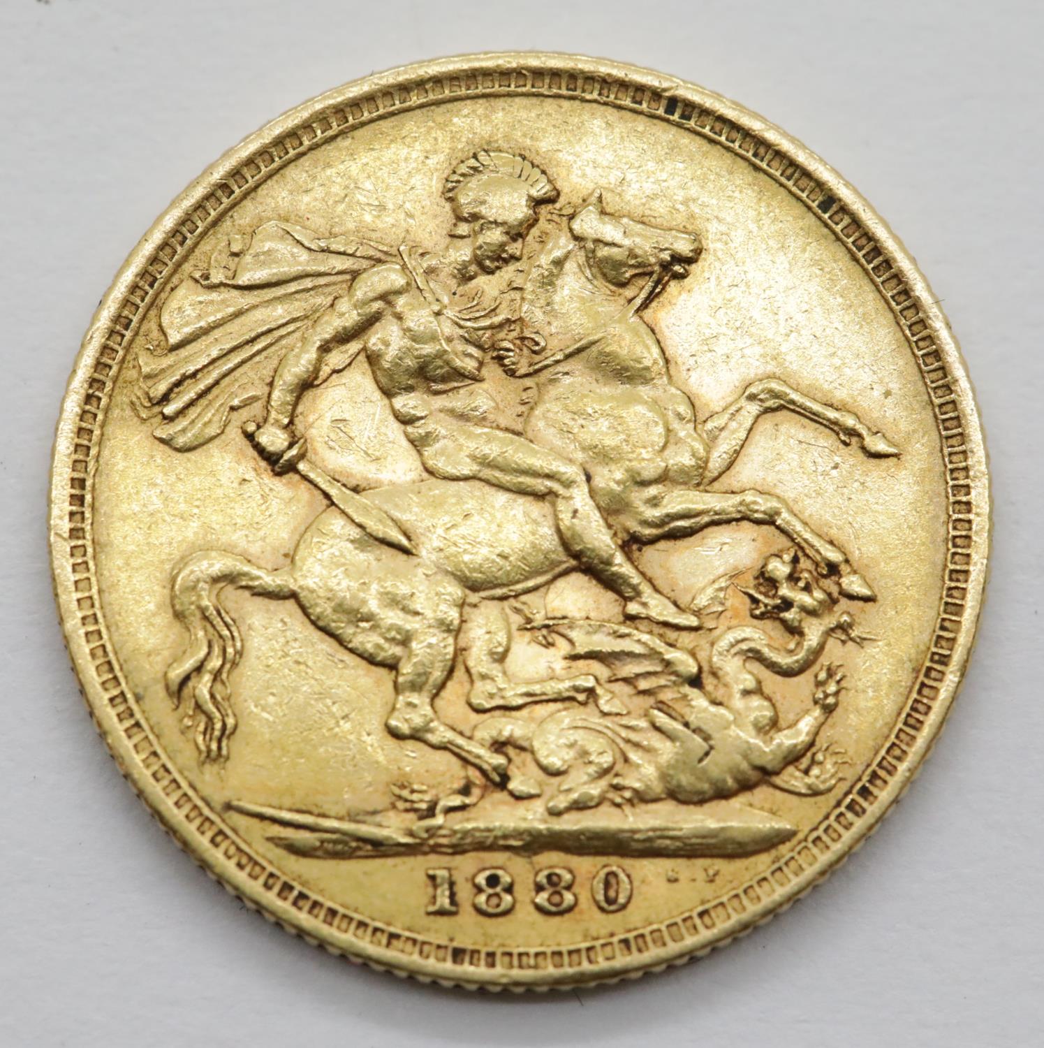 Victoria 1880 full sovereign, Melbourne Mint. P&P Group 1 (£14+VAT for the first lot and £1+VAT - Image 2 of 2