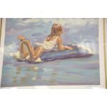 Framed and glazed limited edition serigraph "Surfer" by Lucelle Raad. 37 x 47 cm. This lot is not