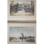 JOHN SNELLING pair of coastal scene watercolours. 42 x 28 cm. P&P Group 3, will be sent without